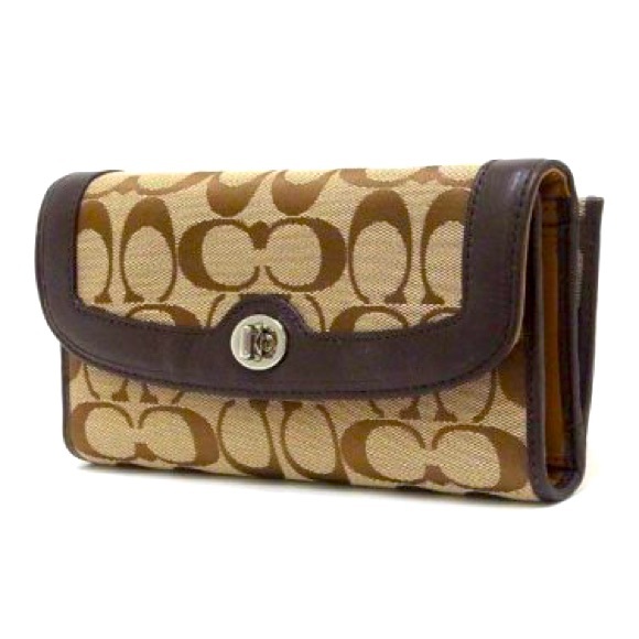 Coach Handbags - COACH Park Signature Checkbook Wallet